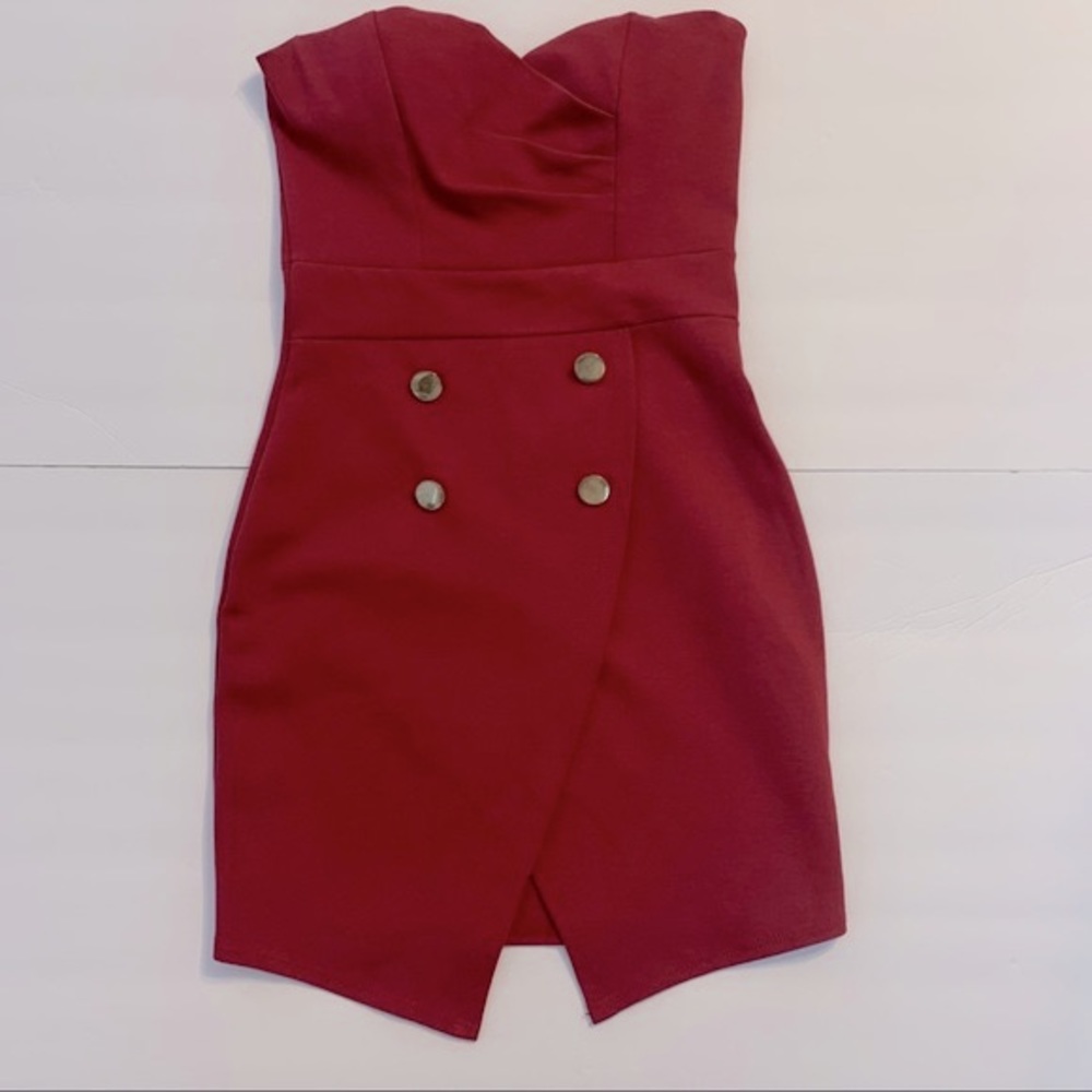 LETTE Burgundy Strapless Knit Dress Size Small